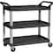 Rubbermaid Commercial 3-Shelf Mobile Utility Cart, Aluminum, 300 lb Load Capacity, 3 Shelves, 40.6" W, 37.8" H RCP409100BK - alternate 1